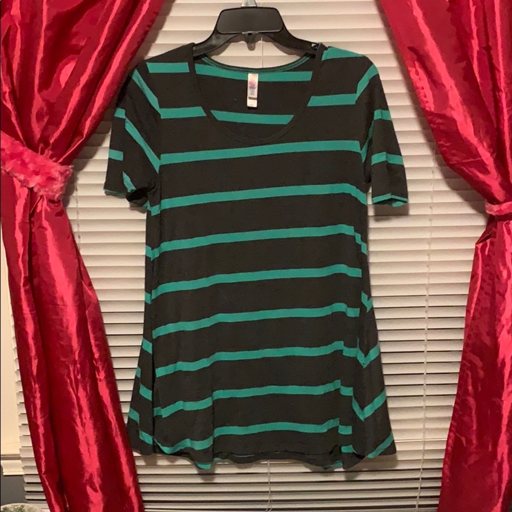 LulaRoe XXS Teal and Dark Gray Perfect Top